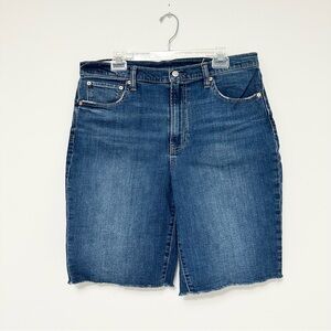 GAP High Rise Cutoff Denim Bermuda Shorts  High Waist Women's Size 14 TALL